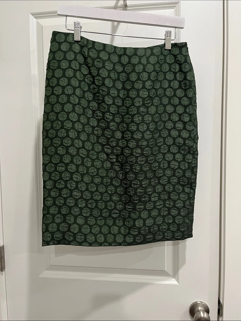 Maeve Dark Green Polka Dot Pencil Skirt